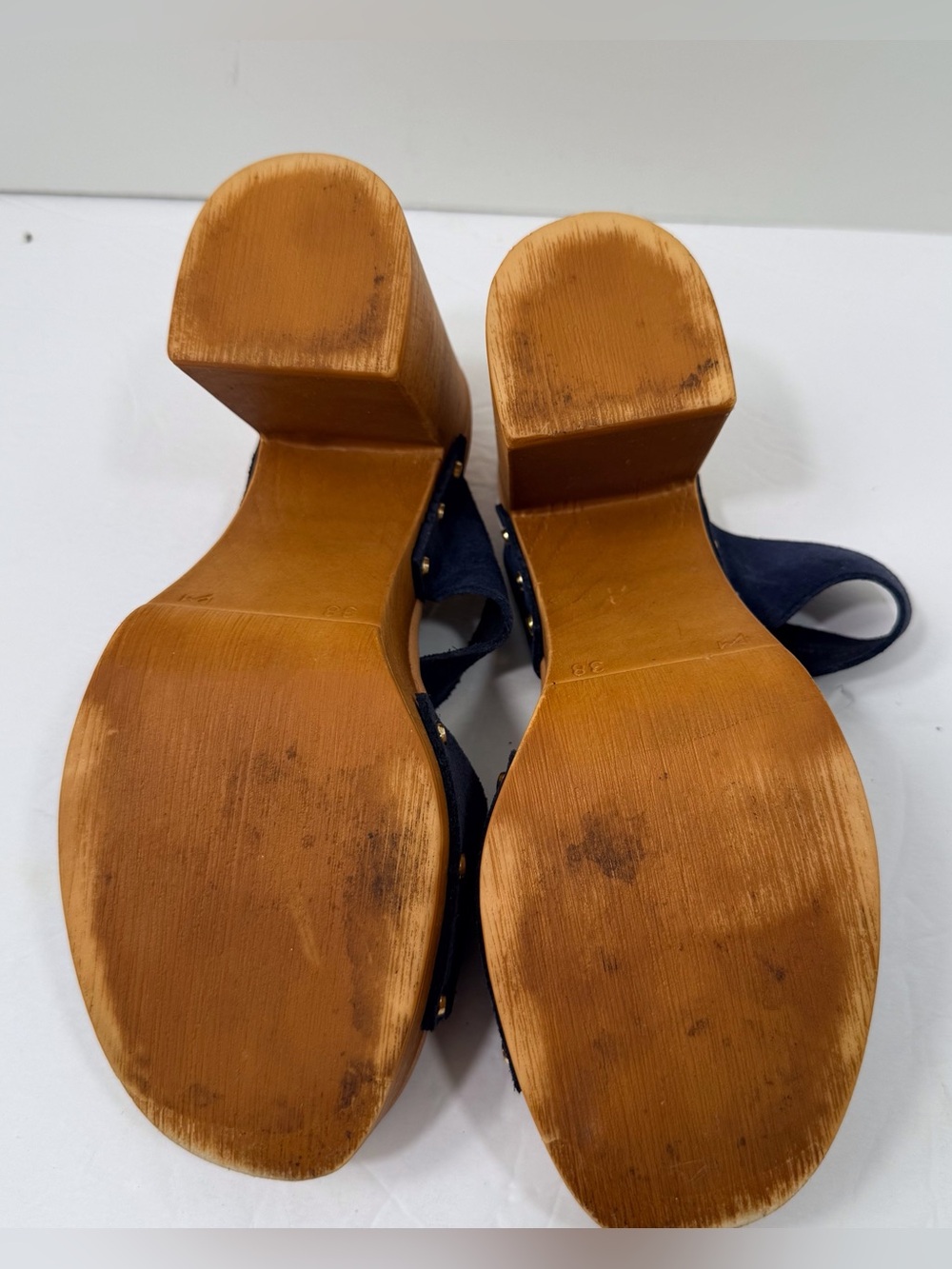 Ilaria Sartori Women’s Navy Suede Platform Clog Mules - Picture 6 of 9